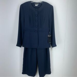 Vtg Cynthia Howie 10 Pant Suit Professional Office Cottage Core Minimal Blue NEW